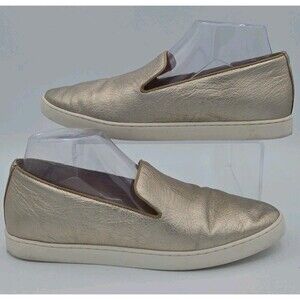 Birdies The Swift Gold Metallic Leather Slip On Sneaker Womens  Sz 10.5 EUC